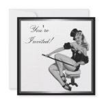 Silver Black & White Style Pin-Up Girl 5 invitations