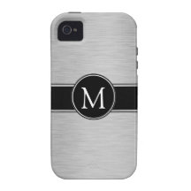 Silver, Black, White with Your Monogram Vibe iPhone 4 Cases