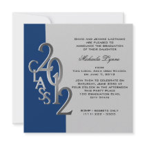 Silver Blue 2012 Photo Graduation Invitation