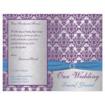 Silver, Blue, and Purple Damask Wedding Program