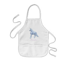 Silver Blue Unicorn Personalised Child's Apron