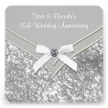 Silver Bow 25th Wedding Anniversary Party Custom Announcements