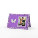Silver Butterfly on Purple Photo Thank You Card