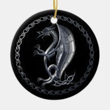 Silver Celtic Dragon Ornaments