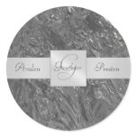 Silver Chrome Glass Monogram Wedding Sticker