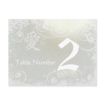 Silver Cloud Kanji Love Swirl Table Number Card