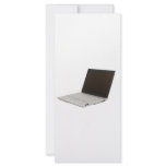 Silver coloured laptop rack cards