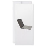 Silver coloured laptop rack cards