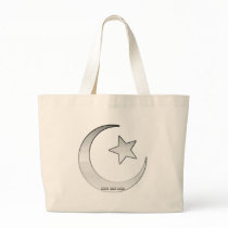 Silver Coloured Star and Crescent Symbol Tote Bag