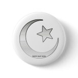 Silver Coloured Star and Crescent Symbol buttons