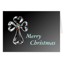 Silver cross with flower cards