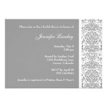 Silver Damask Bridal Shower Invitation