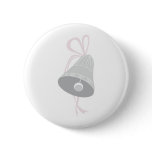 Silver Decorated Wedding Bell with Pink Bow buttons
