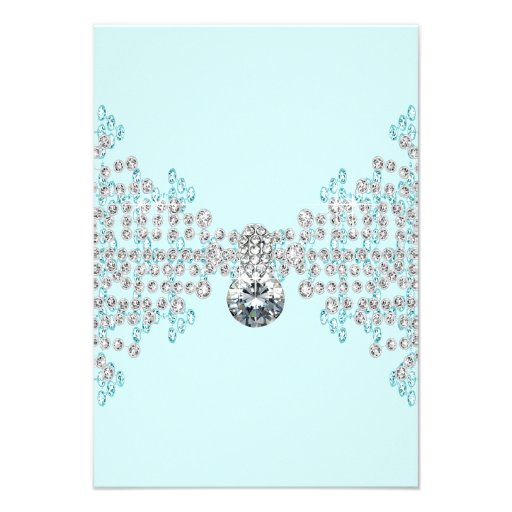 Silver Diamonds Teal Blue RSVP Party Template Personalized Invites