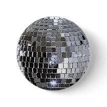 Silver Disco Ball Pinback Button