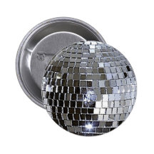 Silver Disco Ball Pinback Button