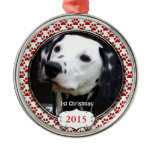 Silver Dog Paws My First Christmas Photo Ornaments
