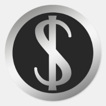 SILVER DOLLAR SIGN STICKER