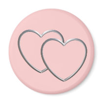 Silver Double Hearts Refrigerator Magnet