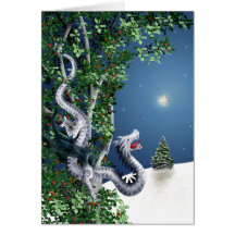 Silver Dragon Christmas Card