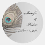 Silver Elegance Peacock Envelope Seal Stickers