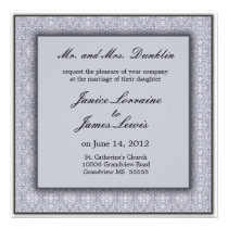 Silver elegant damask wedding invitation invitations