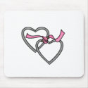 Silver Entwined Hearts Mousepad
