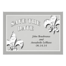 Silver Fleur de Lis Save the Date Cards Personalized Announcement