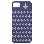 Silver Fleur de lys Royal Blue iPhone 5 Case