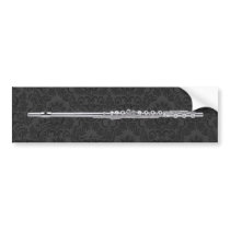 Silver Flute on Black Damask