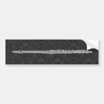 Silver Flute on Black Damask Bumper Stickers