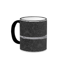 Silver Flute on Black Damask Coffee Mug