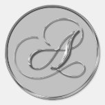 Silver Formal Wedding Monogram A Seal Sticker