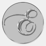 Silver Formal Wedding Monogram E Seal Stickers