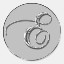 Silver Formal Wedding Monogram E Seal Stickers
