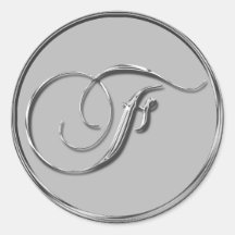 Silver Formal Wedding Monogram F Seal Sticker