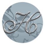 Silver Formal Wedding Monogram H Seal stickers