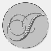 Silver Formal Wedding Monogram I Seal Sticker