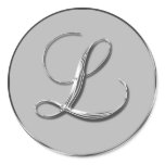 Silver Formal Wedding Monogram L Seal stickers