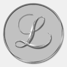 Silver Formal Wedding Monogram L Seal Sticker