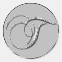 Silver Formal Wedding Monogram T Seal Stickers