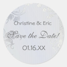 Silver Glimmer Save the Date Round Stickers