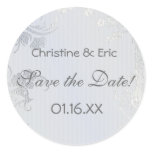Silver Glimmer Save the Date Round Stickers