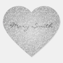 Silver Glitter Custom Name Stickers