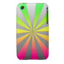 Silver Green Pink burst iPhone 3 Cover