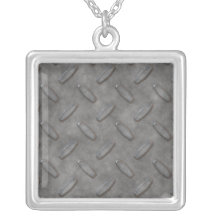Silver Grey Diamond Plate Textured Custom Jewelry