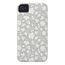Silver Grey Floral Damask iPhone 4/4S Case iPhone 4 Cases