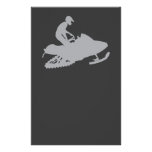 Silver Grey Snowmobiler Stationery Design