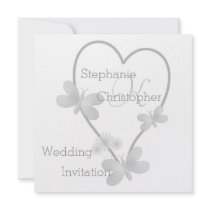 Silver Heart And Butterflies Monogrammed Wedding I