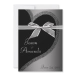 Silver Heart Invite With Bow invitations